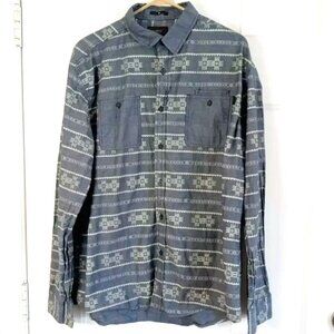 Ambig Clothing Shirt Men's Size XL Gray Southwest Pattern Long Sleeve Button Up
